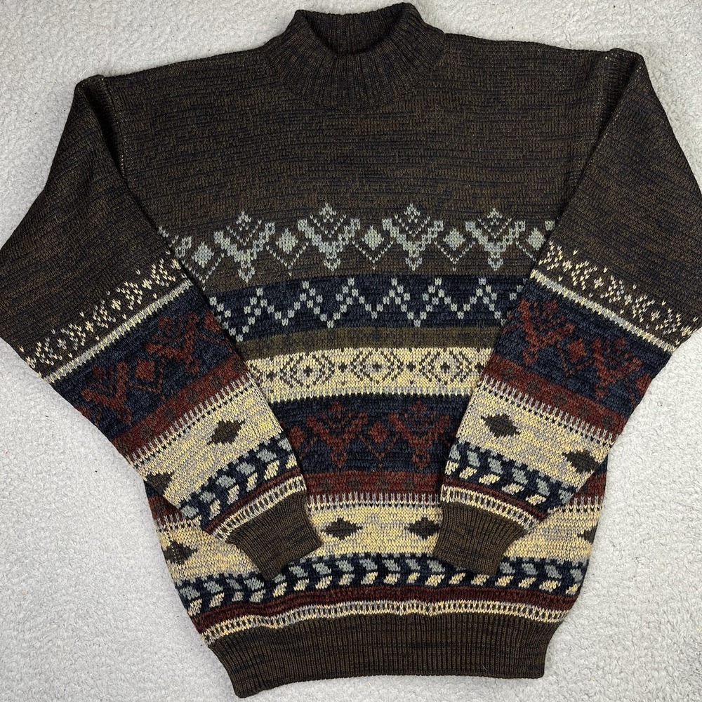 Vintage Sears The Men's Store Sweater Men's‎ Size Medium Brown Acrylic Grandpa
